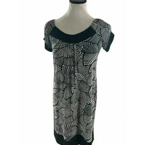 Robbie Bee Womens Signature Dress Midi Black and White Polka Dot Ruffles Size 8
